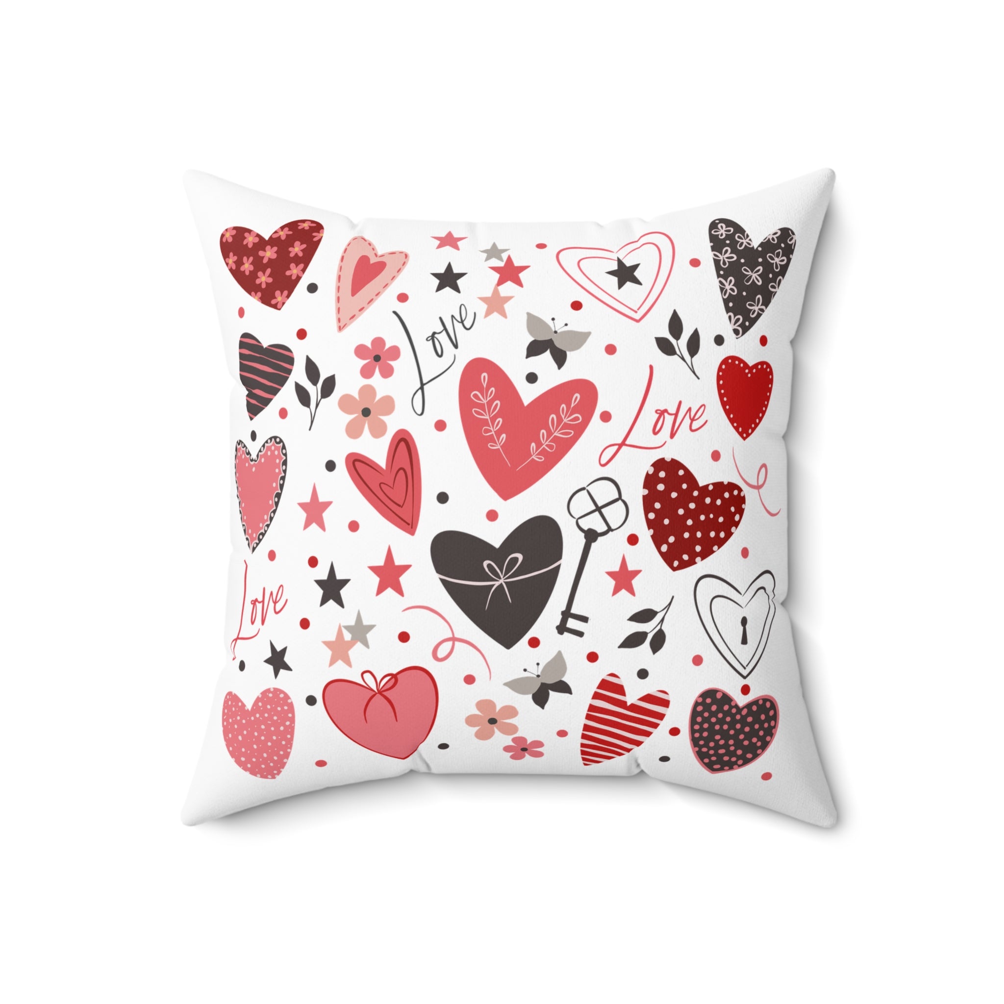 Valentine Hearts Square Pillow — Love Pattern Decorative Throw Pillow