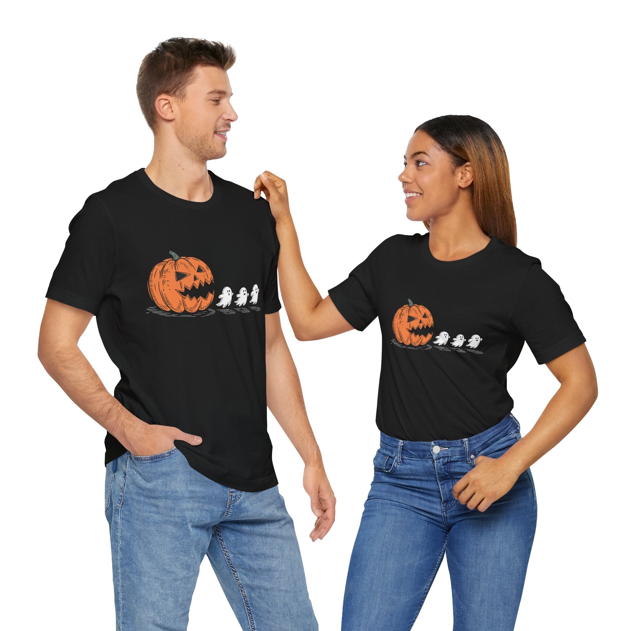 Halloween Ghosts Pumpkin Tee | Perfect Fall T-Shirt, Spooky Vibes, Unisex Halloween Shirt, Costume Party Apparel, Autumn Gift