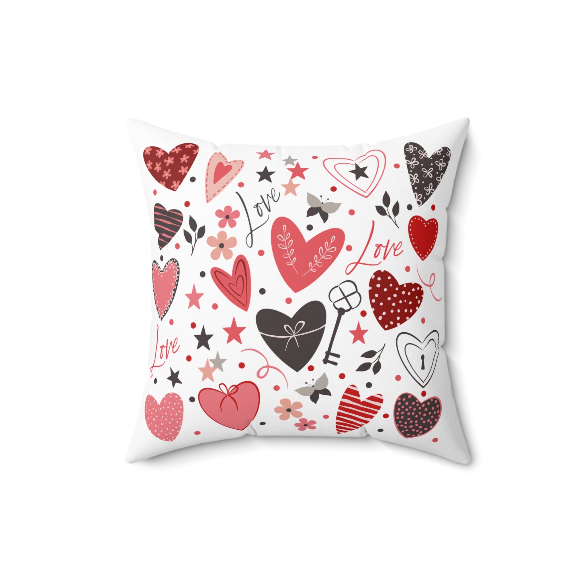 Valentine Hearts Square Pillow — Love Pattern Decorative Throw Pillow